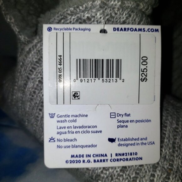 Dearfoam GRAY In/Out Memory No Sweat Comfort Foam Slippers M 7-8 NEW - Picture 6 of 7